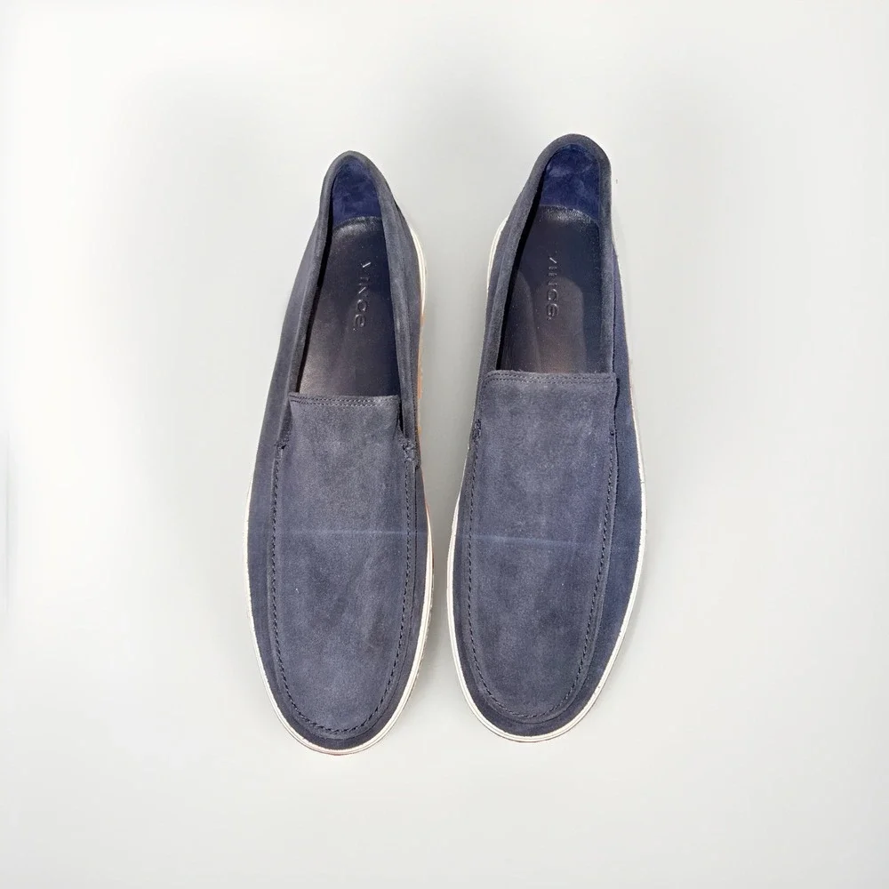 Vince Men's Suede Coastal Blue Sonoma Moc Toe Loafers NEW Size 13 $225